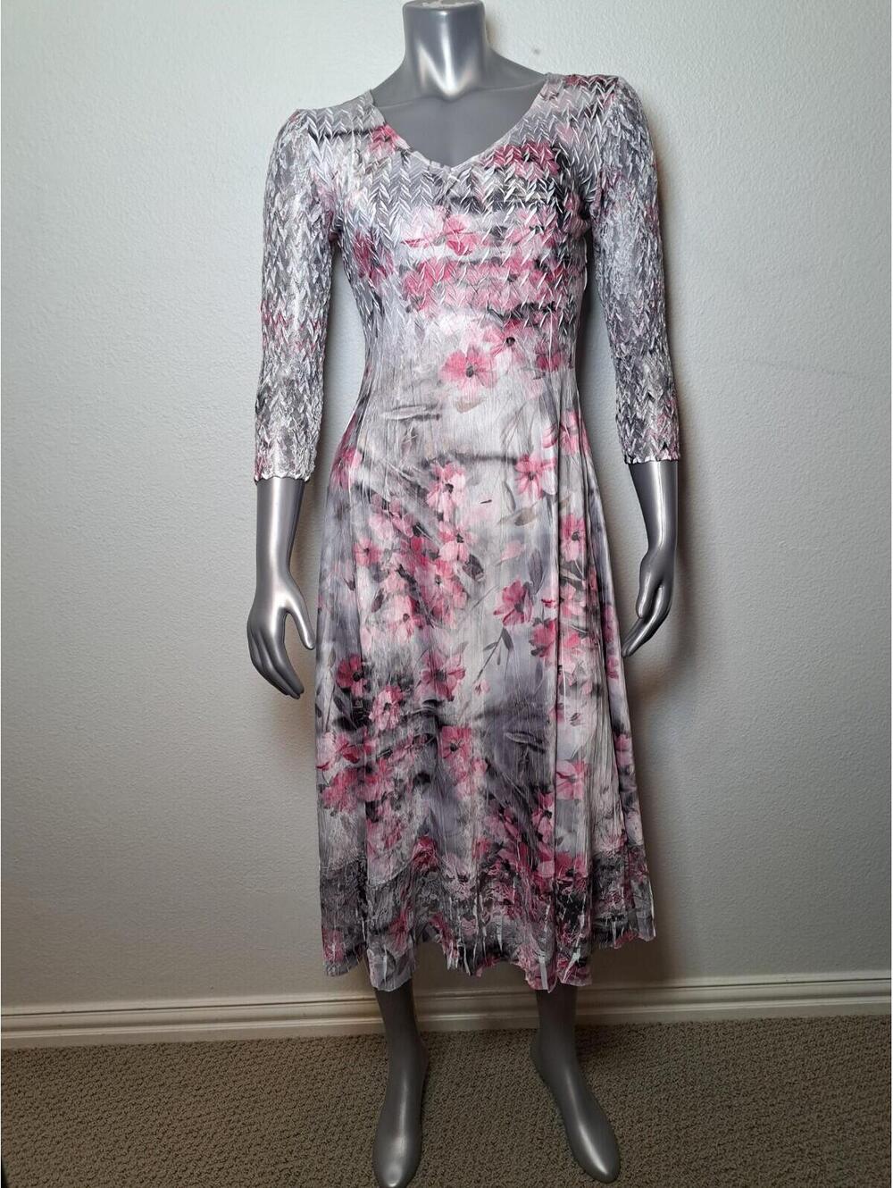 $338 KOMAROV FLORAL PRINT LACE PURPLE/ BLUSH COCKTAIL DRESS sz XS